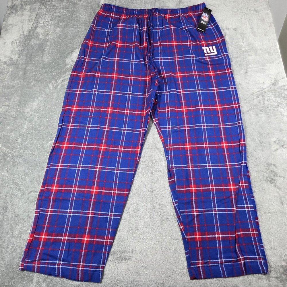 New York Giants Pajama Pants Mens 2XL Red Blue Plaid Flannel NY NFL Lounge NEW